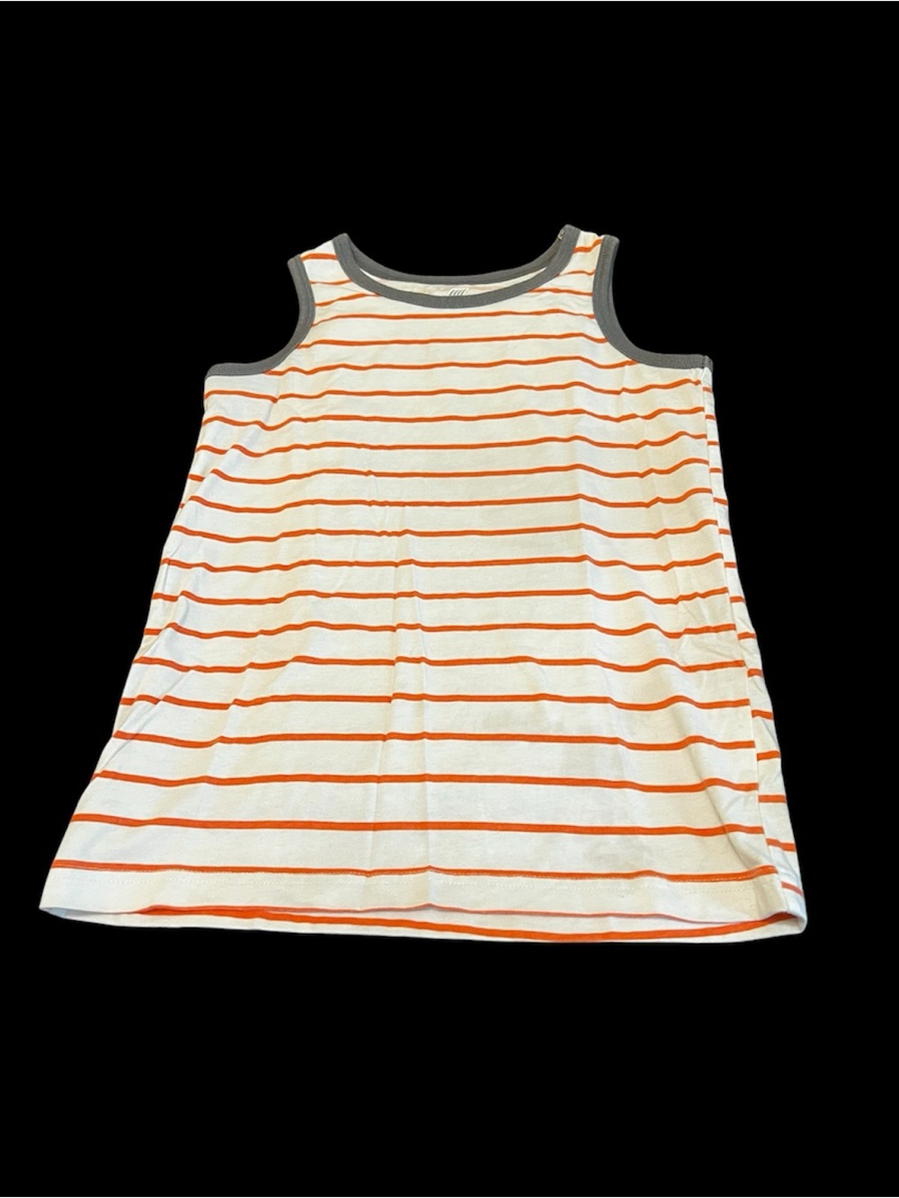 The Children's Place White Tank Top with Orange Stripes and Gray Trim